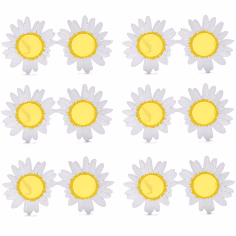 Funny Hawaiian Tropical Sunglasses Summer Daisy Sun Glasses Flower Eyewear Costume Dance Sunglass Party Glasses for Beach Indoor Pool Photo Booth Props