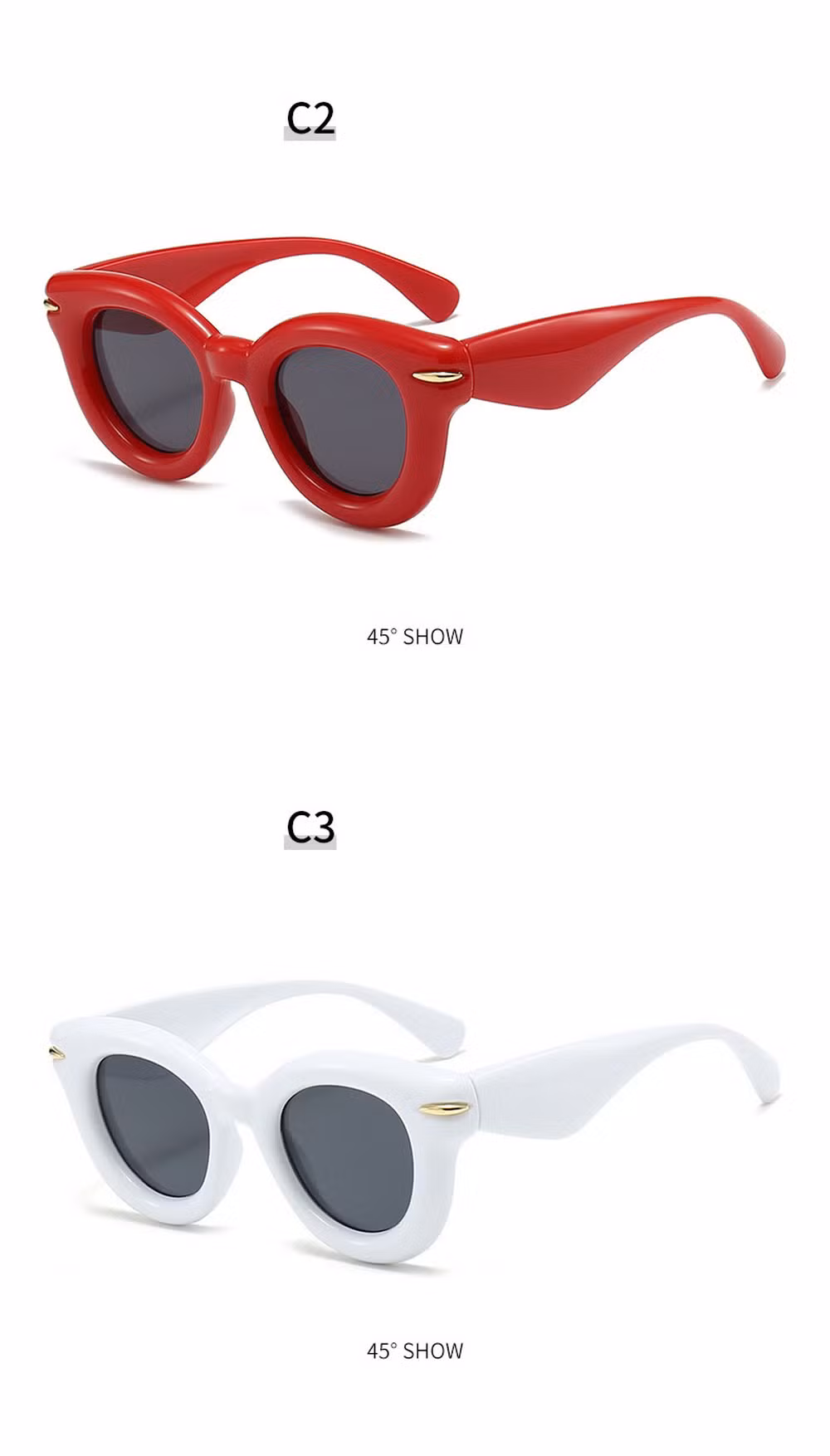 2024 New Arrival OEM High Quality Full Rim PC Round Frame Fashion Unisex Sunglasses with 100% UV400 Lenses
