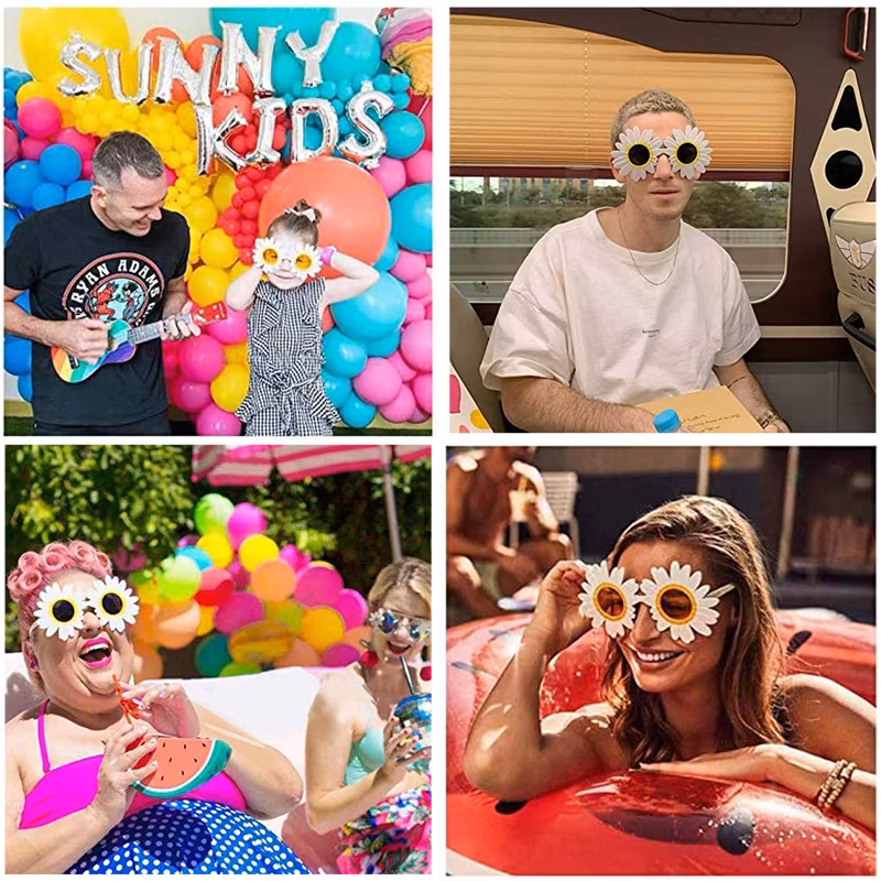 Funny Hawaiian Tropical Sunglasses Summer Daisy Sun Glasses Flower Eyewear Costume Dance Sunglass Party Glasses for Beach Indoor Pool Photo Booth Props