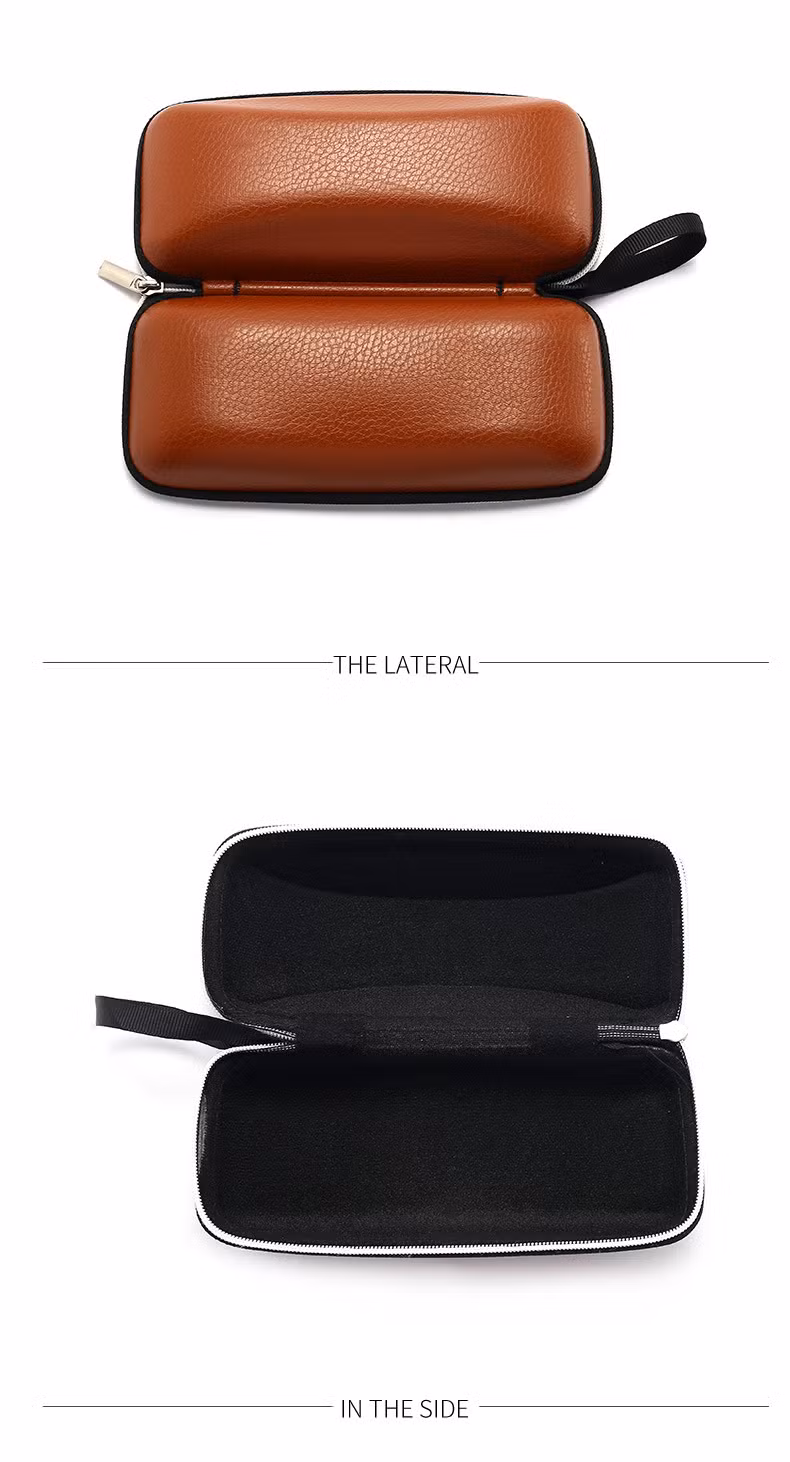 Inno-E027 Rectangular Litchi Pattern PU Leather Zipper EVA Sunglasses Box, Customizable Color and Logo, Eco-Friendly