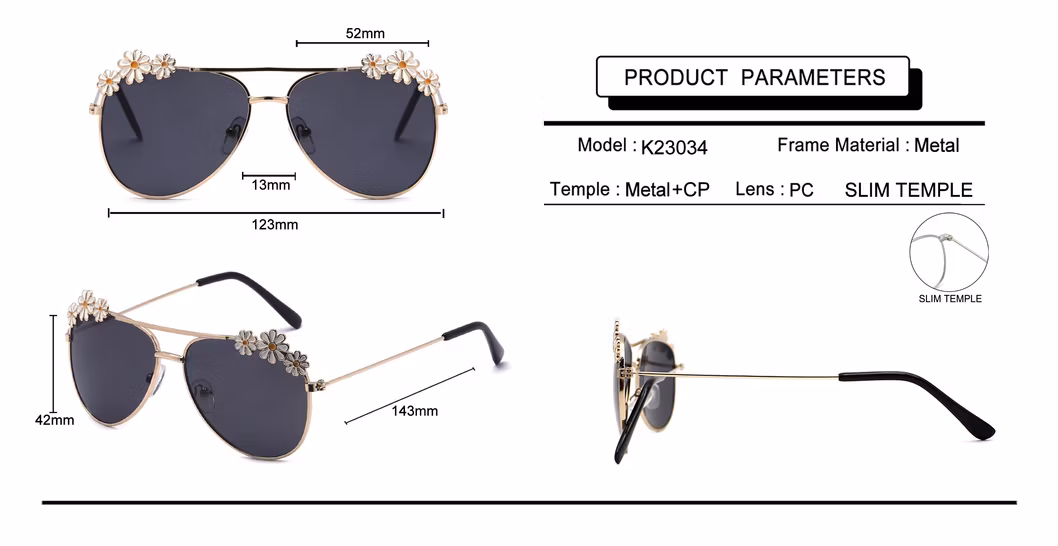 Popular Oval Frame Daisy Fashion Kids Sunglasses