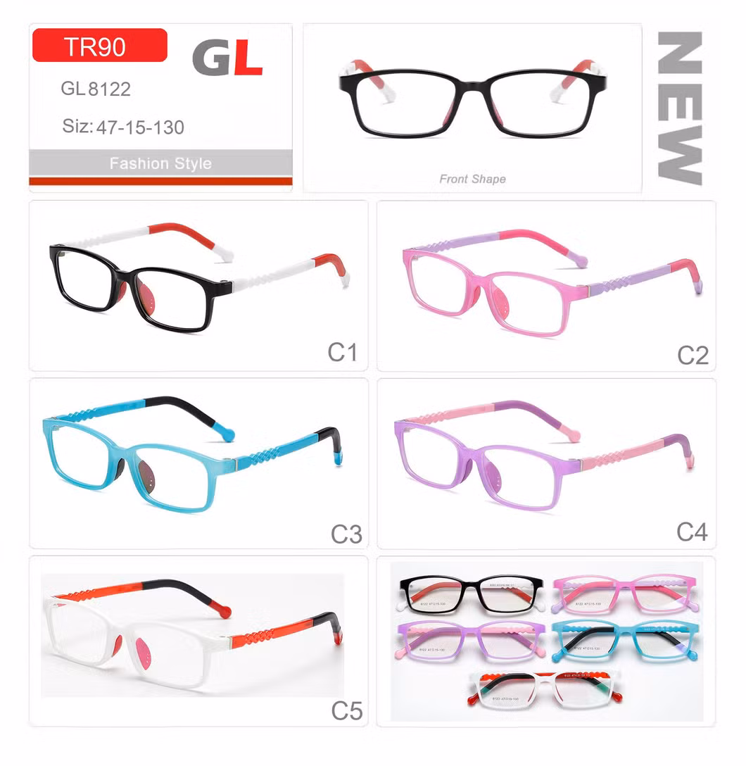 2023 Hot Selling Tr Silicone Kids Frame Student Glasses for Boy Girl