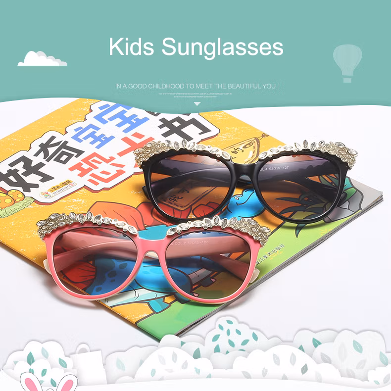 Kids Sun Glasses Hot Selling Retro Oversized Diamond Cat Eye Rhinestone Designer Sunglasses Eyeglasses Frames