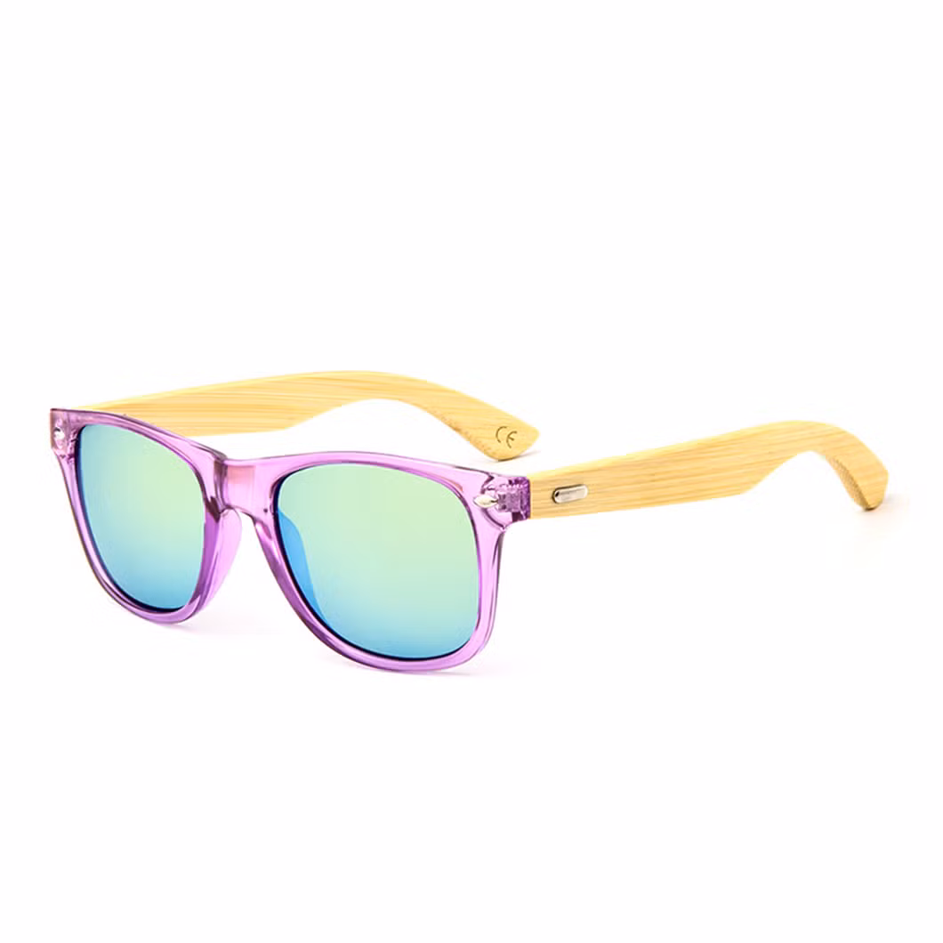 High Quality Modern Wood Grain Square Frame Polarized UV 400 Sunglasses for Men