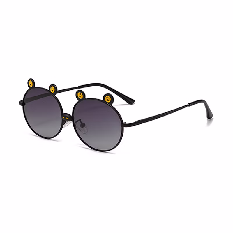 OEM Customized Kids Cartoon Frog Pattern Round Metal Sunglasses