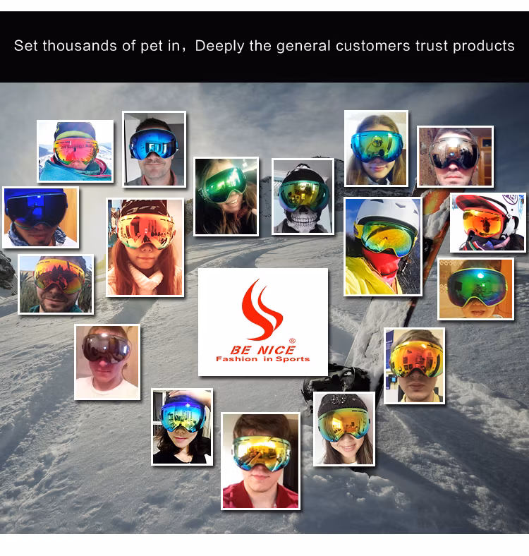 2019 Hot Selling UV Anti Fog Photochromatic Lens Large Visual Custom Wholesale Ski Glasses