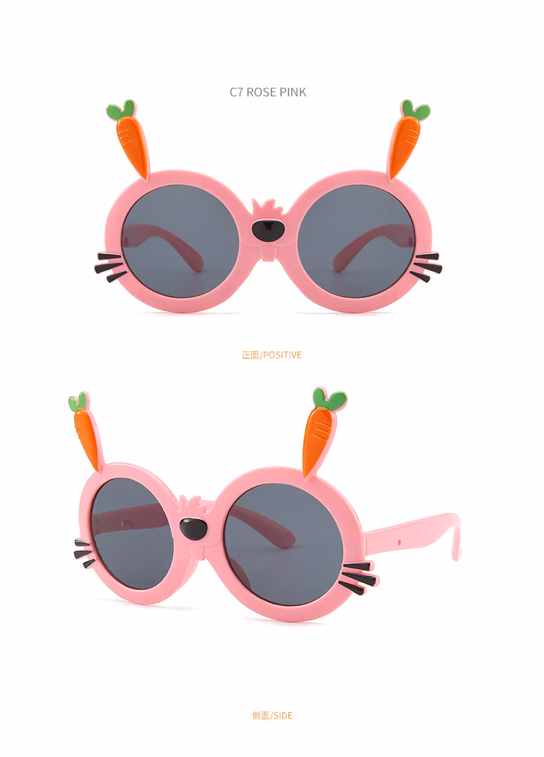 New Children′s Sunglasses Fashion Cartoon Rabbit Radish Style Sunglasses Outdoor UV Protection Sunshade Glasses