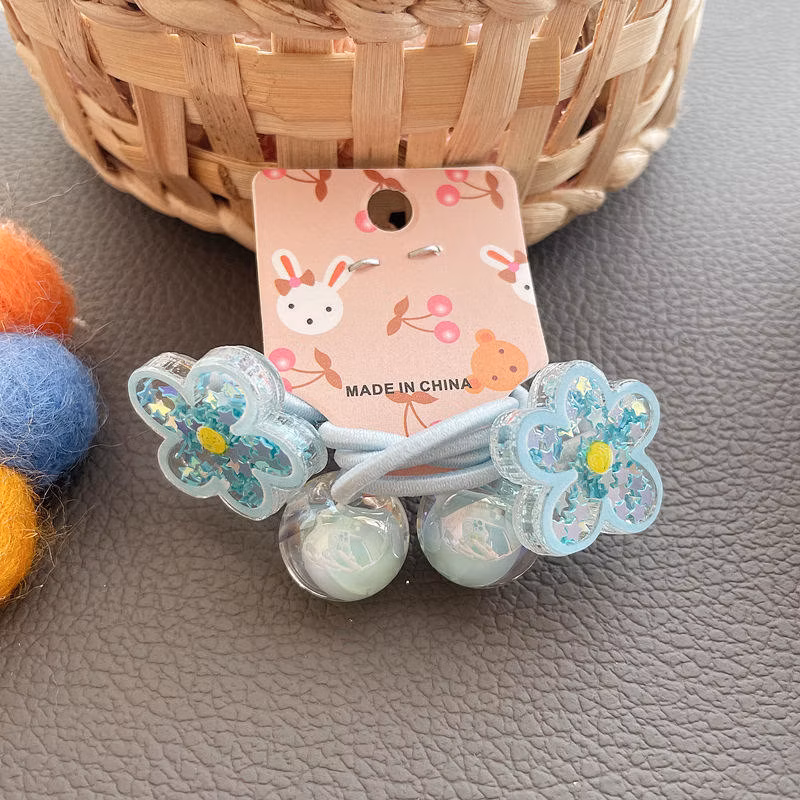 Sequin Bow Elastic Hair Bands Cute Cartoon Flower Ribbon Hair Ties for Kids Girls