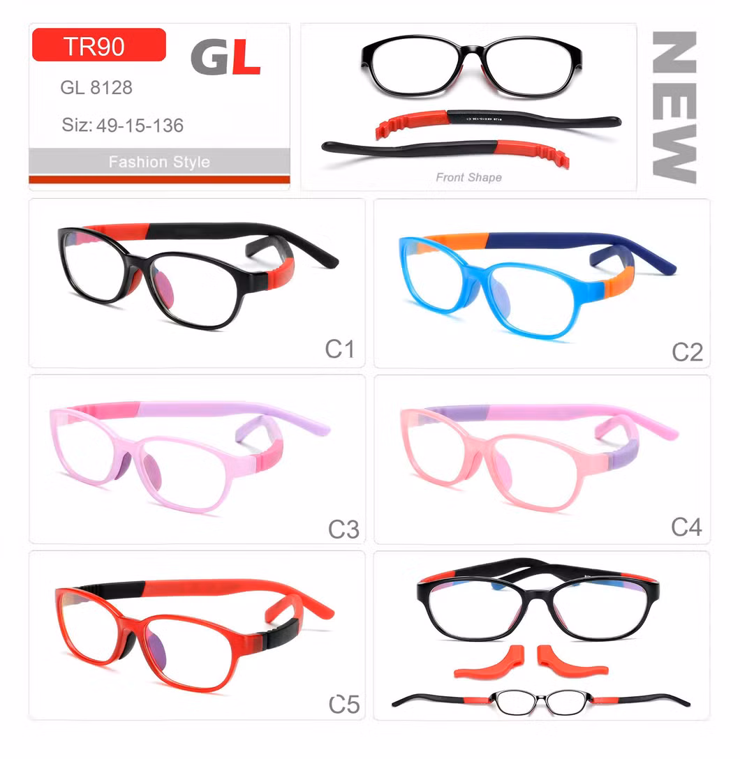 2023 Hot Selling Tr Silicone Kids Frame Student Glasses for Boy Girl