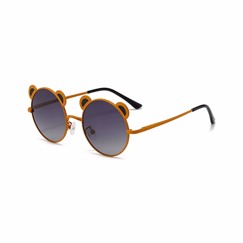 Customized Fashion Cartoon Panda Decoration Metal Round Kids Sunglasses