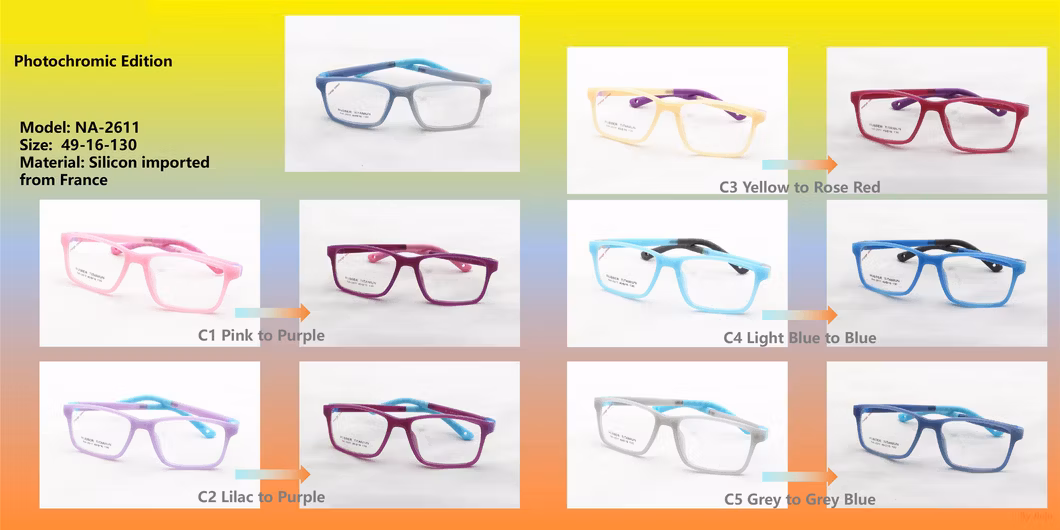 Tr Optical Glasses Spectacle Frames UV Photochromic Color Changing Eyeglasses Frames Glasses for Kids