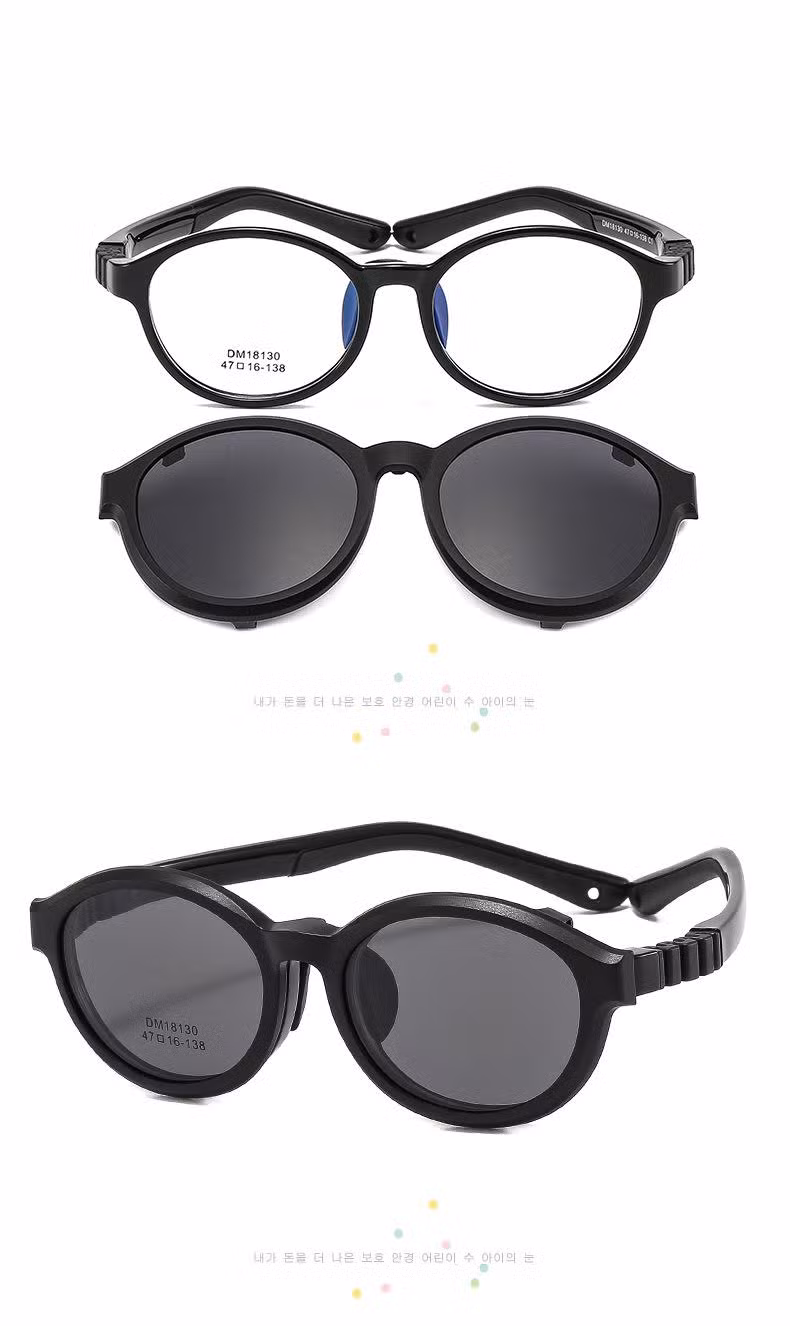 Clip on Sunglasses Round Shape Child Optical Frames in Spring Hinge Kids Eyeglasses