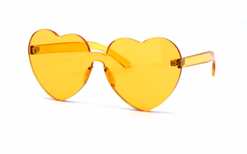 Yellow Rimless Plastic Heart Shape Kids Party Glasses with CE Childs Eyewear