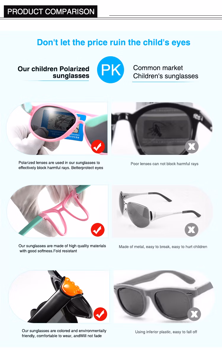 2024 New Style UV400 Polarized Cartoon Comfortable Retro Silicon Children Sunglasses