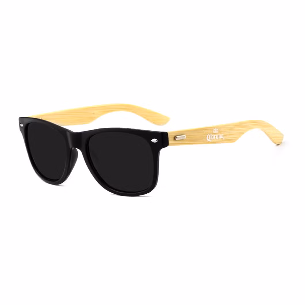 High Quality Modern Wood Grain Square Frame Polarized UV 400 Sunglasses for Men