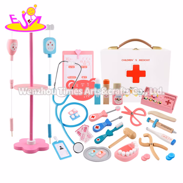 New Hottest 25 PCS Pretend Play Wooden Doctors Case Toy for Kids W10d160b