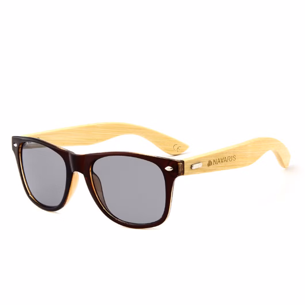 High Quality Modern Wood Grain Square Frame Polarized UV 400 Sunglasses for Men