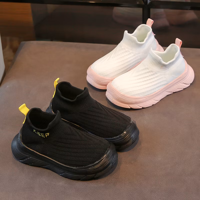 Autumn Winter Non Slip Sneaker Outsole Boys Casual Shoes Elastic Band Suede Leather Ankle Boot for Kids Sock Shoes