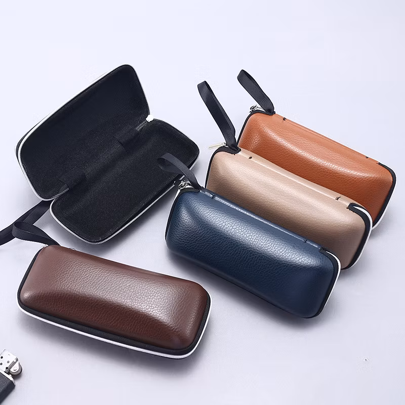 Inno-E027 Rectangular Litchi Pattern PU Leather Zipper EVA Sunglasses Box, Customizable Color and Logo, Eco-Friendly