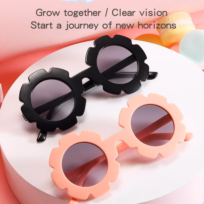 Multi-Color Plastic Sunflowers Fashion Custom Logo UV400 Cute Baby Sunglasses