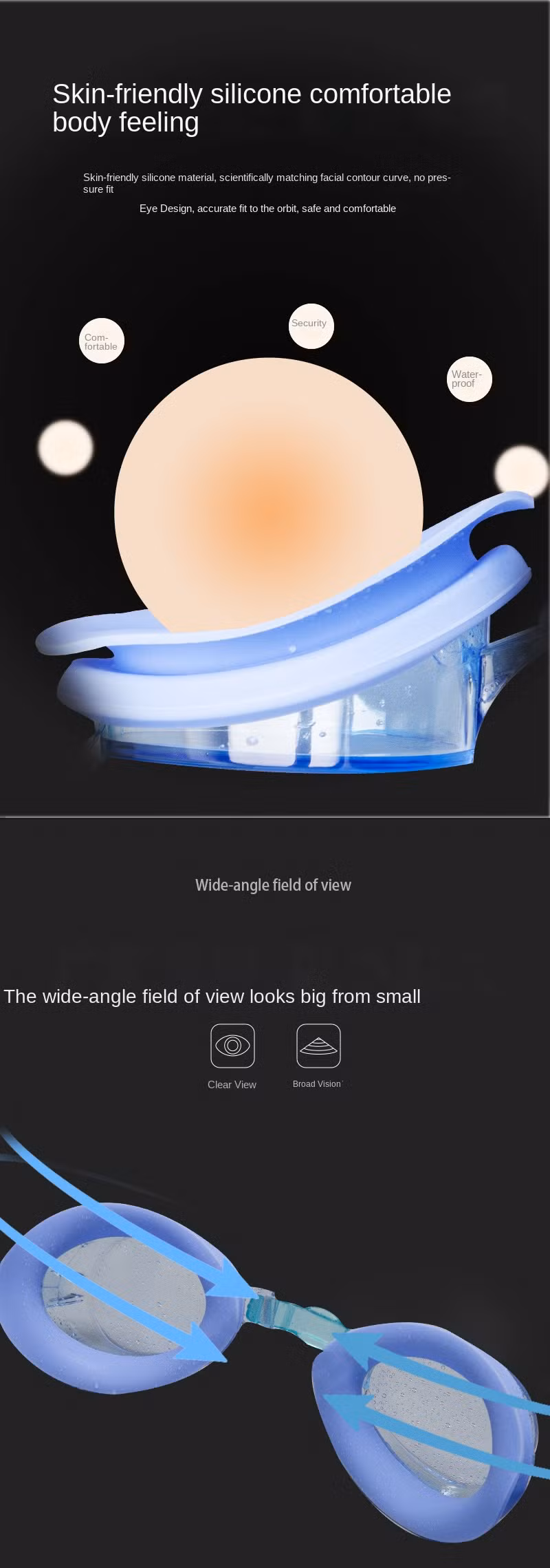Children′s Swimming Goggles Waterproof Anti-Fog Silicone Swimming Glasses