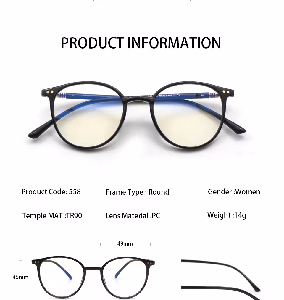 Trendy Circular Eyeglasses Frame Fashionable Tr90 Optical Frame for Men and Women for Eyewear and Sunglass Use