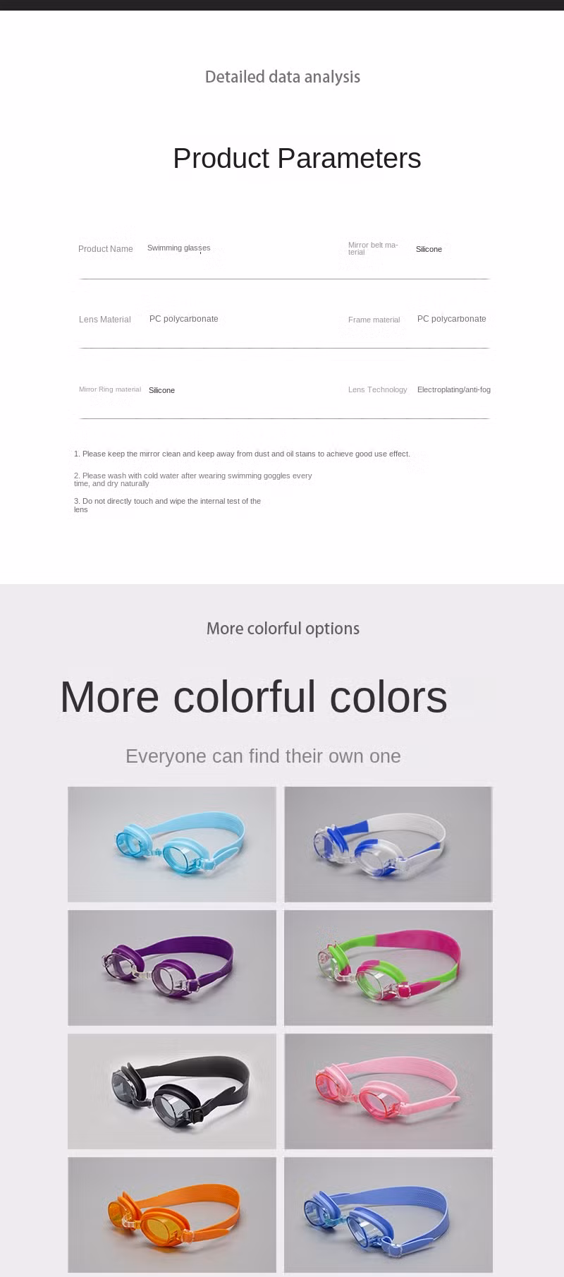 Children′s Swimming Goggles Waterproof Anti-Fog Silicone Swimming Glasses