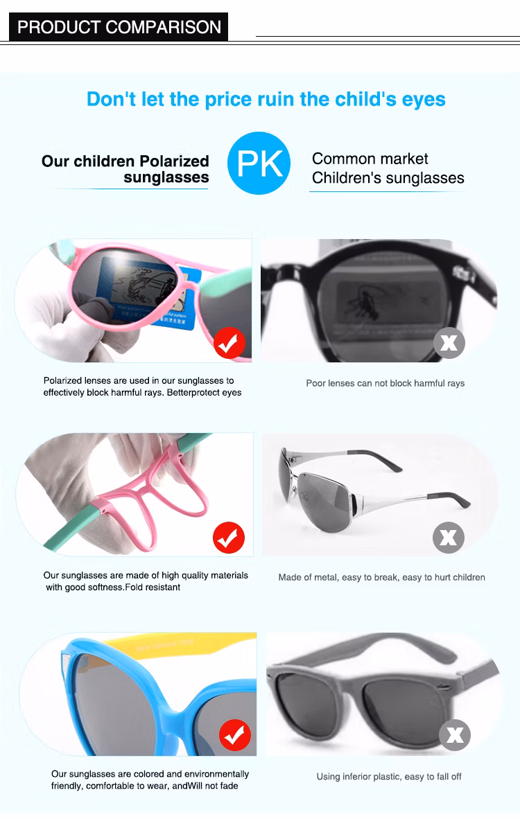 High Quality Child UV400 Polarized Sunglasses Silicone Glasses Frame for Kids