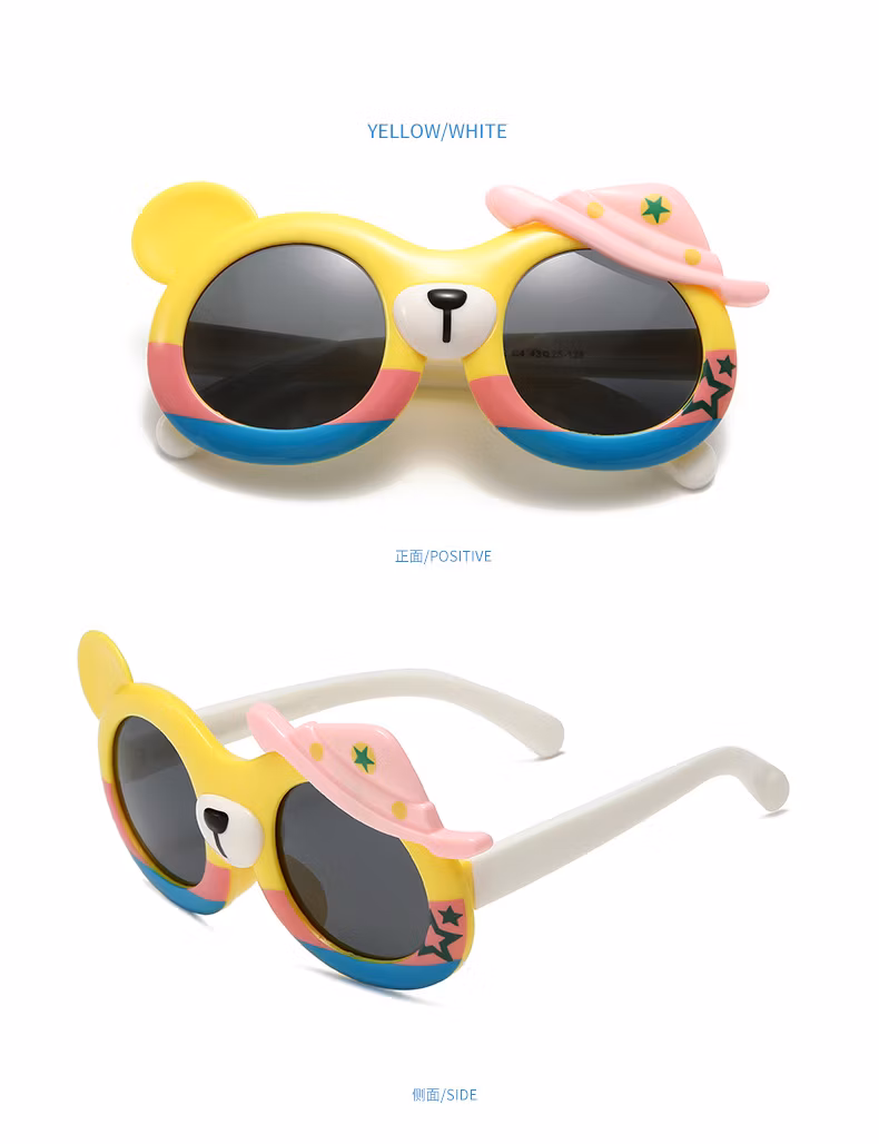 Children′s Polarized Sunglasses Cute Bear Soft Silicone Sunglasses Cartoon Boy Baby