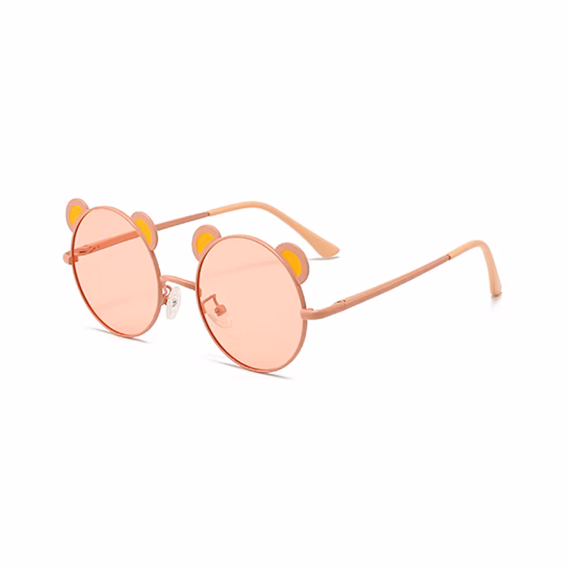 Customized Fashion Cartoon Panda Decoration Metal Round Kids Sunglasses