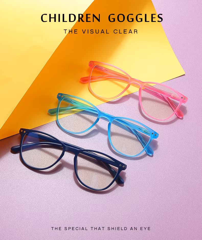 2023 Fashion Custom Logo Anti Glare Radiation Blue Ray Tr90 Optical Frame Flexible Spring Hinge Computer Kids Blue Light Blocking Glasses for Children