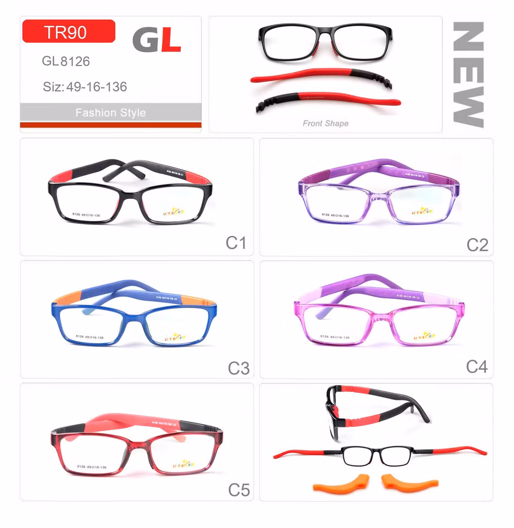 2023 Hot Selling Tr Silicone Kids Frame Student Glasses for Boy Girl