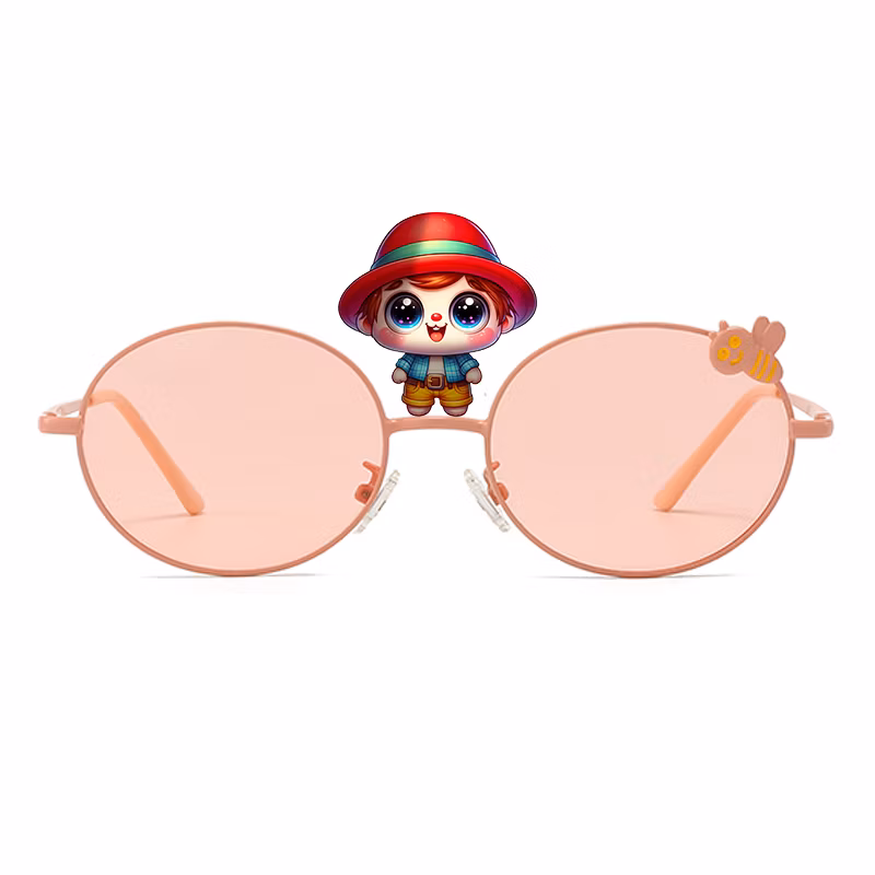 Cartoon Bee Decoration Kids Metal Oval Sunglasses