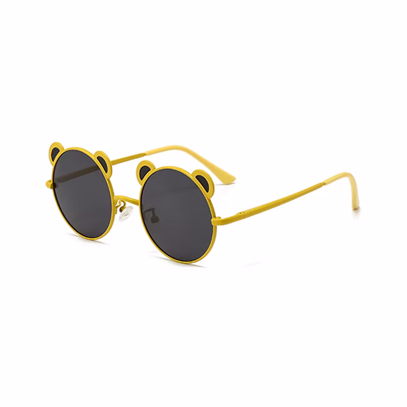 Customized Fashion Cartoon Panda Decoration Metal Round Kids Sunglasses