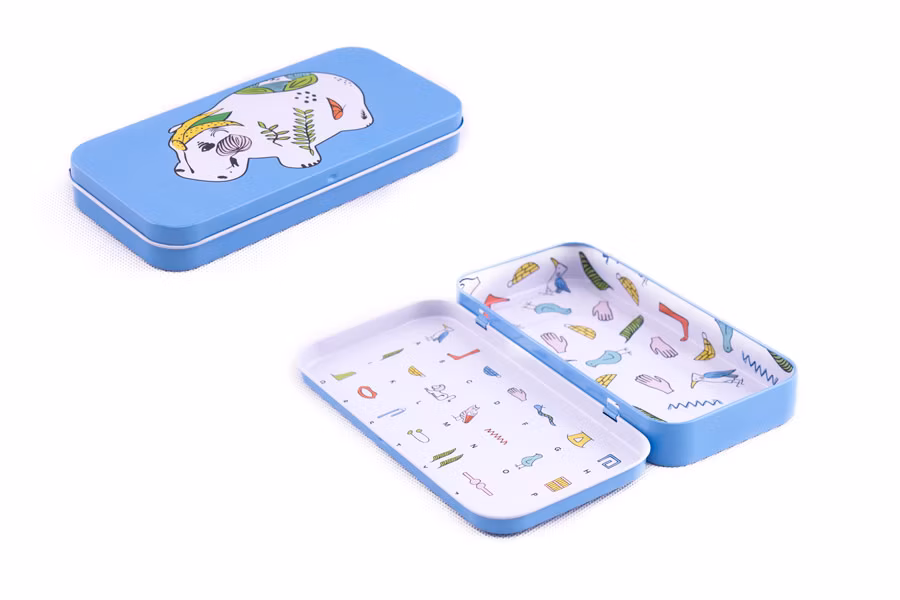 Rectangular Metal Tin Pencil Case, Kids Pencil Box for School