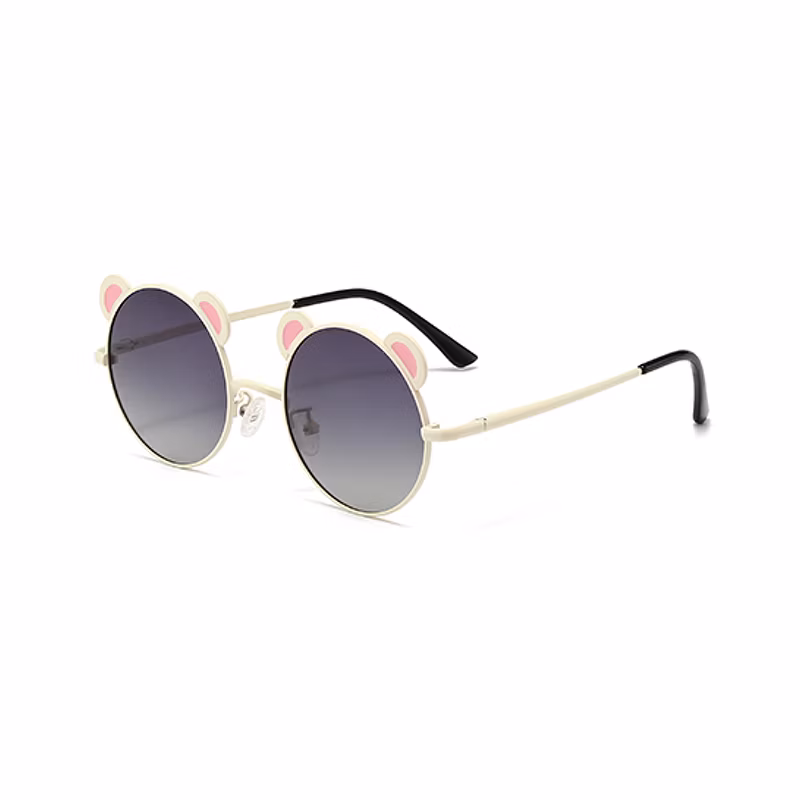 Customized Fashion Cartoon Panda Decoration Metal Round Kids Sunglasses