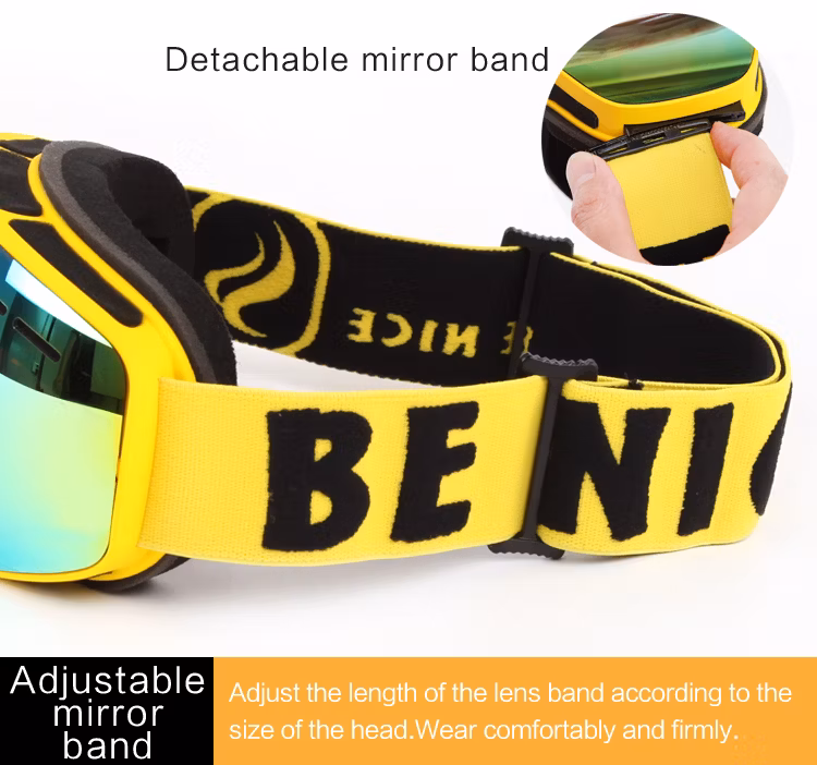New Design Anti Fog Anti Scratch Popular 3D Weave Nylon Strap Slender Frame Soft Face Sponge Painting Red Outdoor Ski Goggles