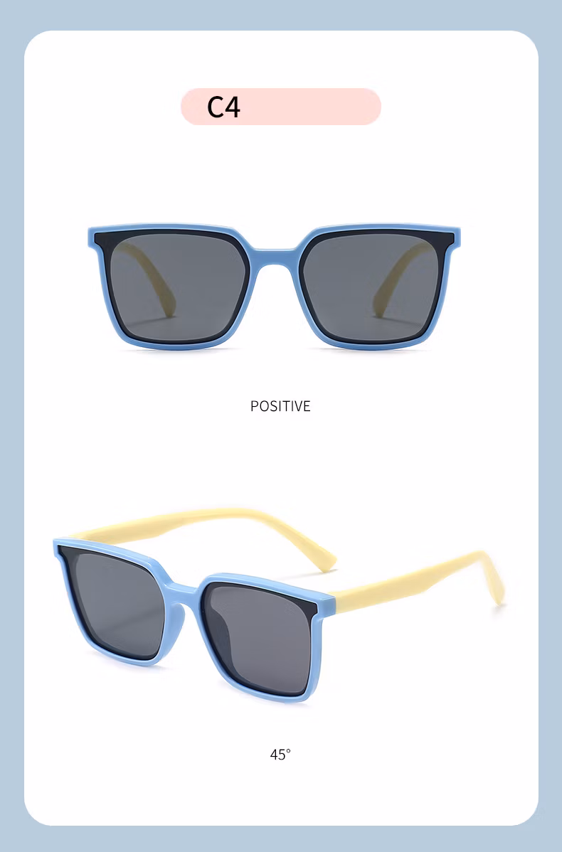 Kids Unbreakable Flexible Square Shape Tpee Rubber Children Sunglasses
