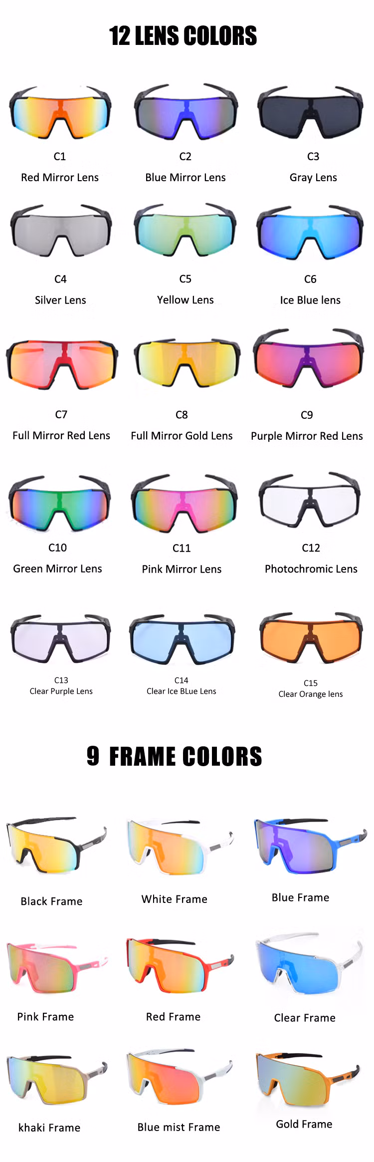 Mirrored and Polarized Bike Riding Sun Glasses Anti Glare Sport Cycling Sunglasses