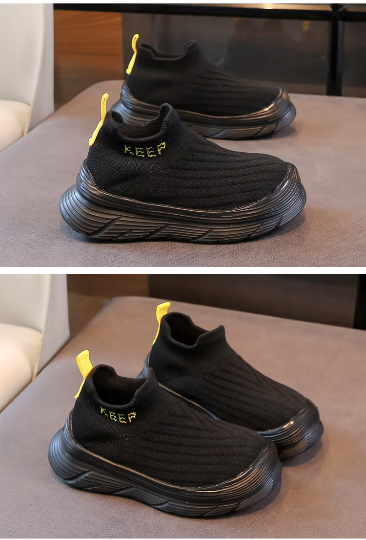 Autumn Winter Non Slip Sneaker Outsole Boys Casual Shoes Elastic Band Suede Leather Ankle Boot for Kids Sock Shoes