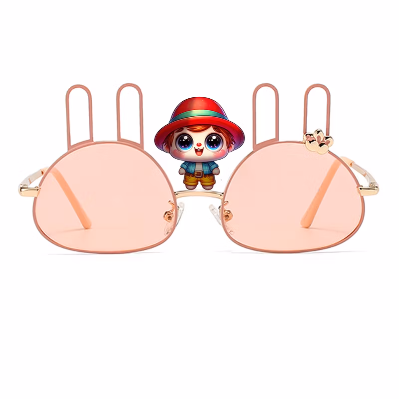 OEM Cartoon Cute Rabbit Shape Fashion Metal Kids Sunglasses