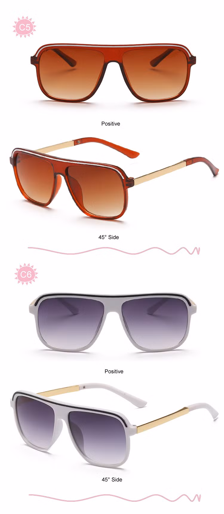 Trending Children Sunglasses Kids High Fashion Rectangle Boy Sunglasses