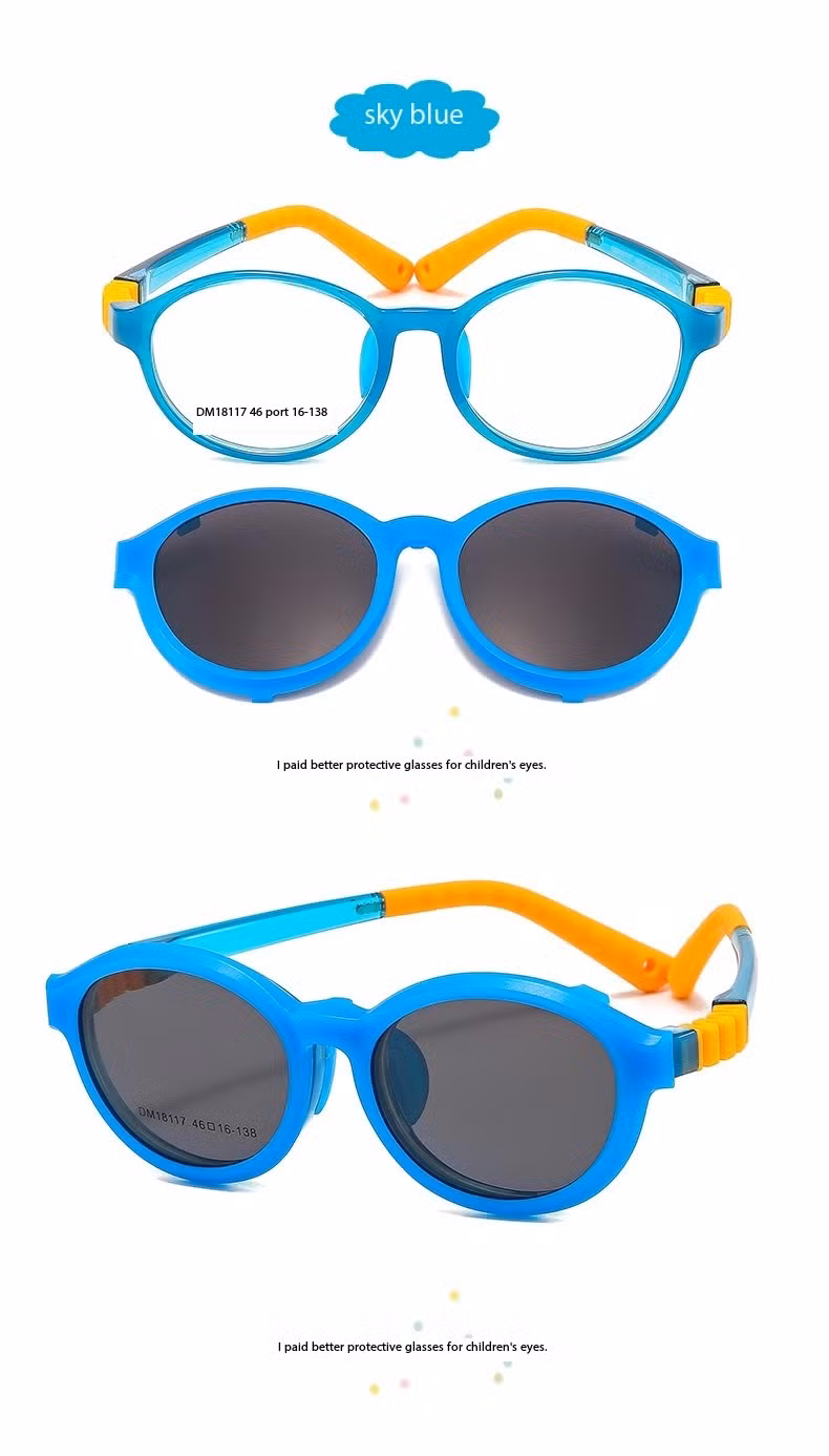 Super Flex Tpee Colorful Kids Nylon Tr Frames Clip on Sunglass Frame