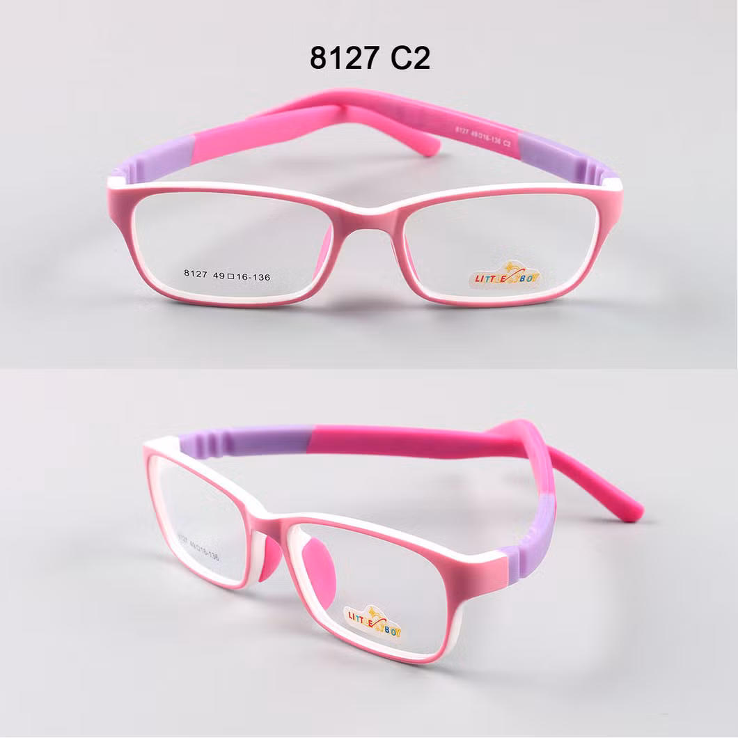 Children′s Glasses Frame Environmental Protection Silicone Ultra-Light Soft Flat Lens, Non-Slip Foot Cover Optical Frame