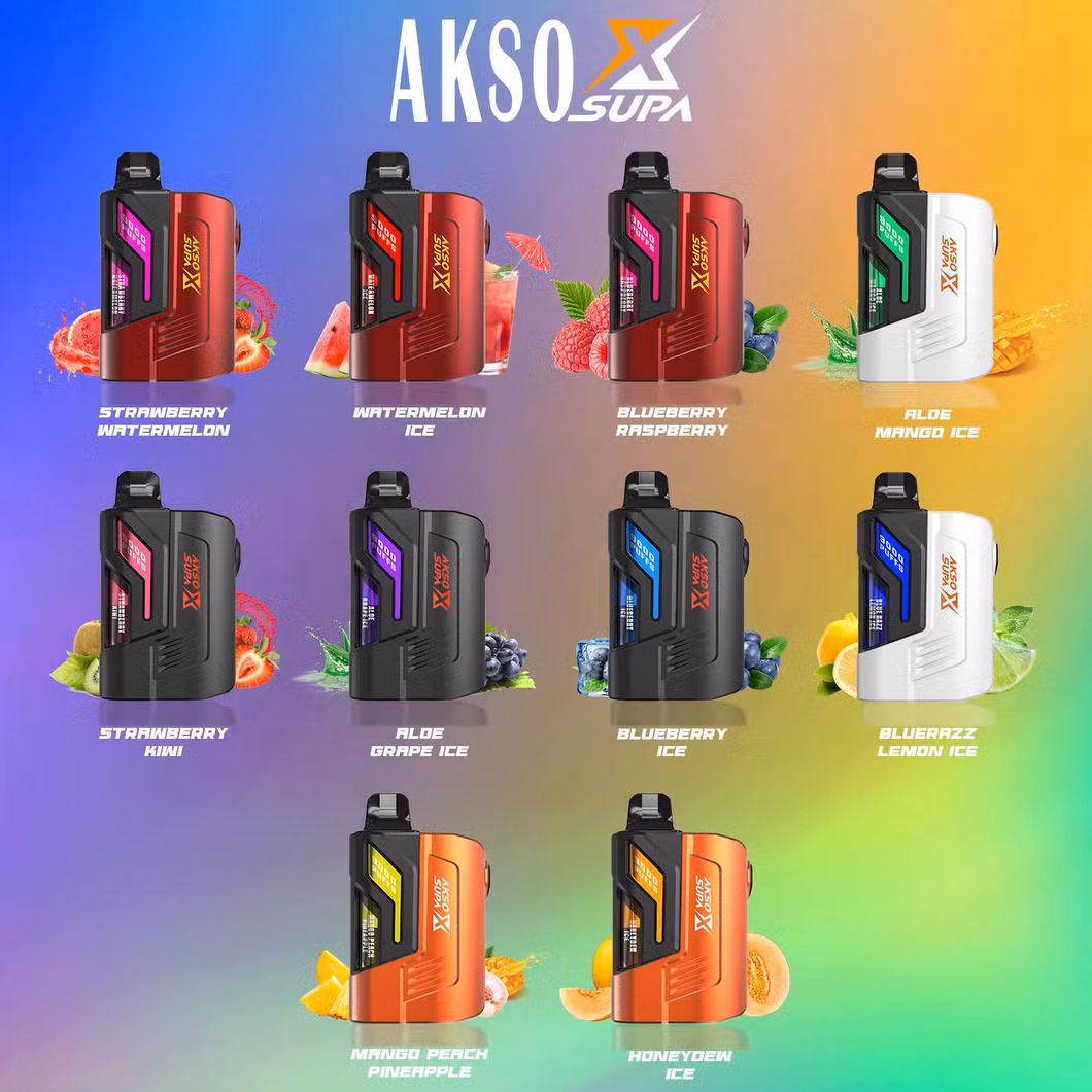 2024 New Trend Products Pod System Disposabl Vape Akso Supa X 9000 Puffs Vape with LED Display and Child Lock Ecigar Puff Bar