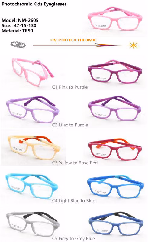 New Designer Tr90 Eyewear Kids Photochromic Glasses Eyeglasses Frame Child Eye Optical Frames
