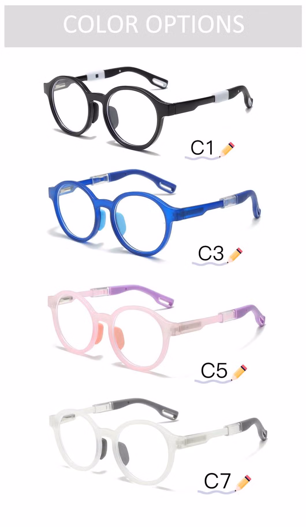 Gd Ready Goods Round Shape Child Tr Optical Frames in Stock Spring Hinge Eyeglasses Frames Kids Optical Frames