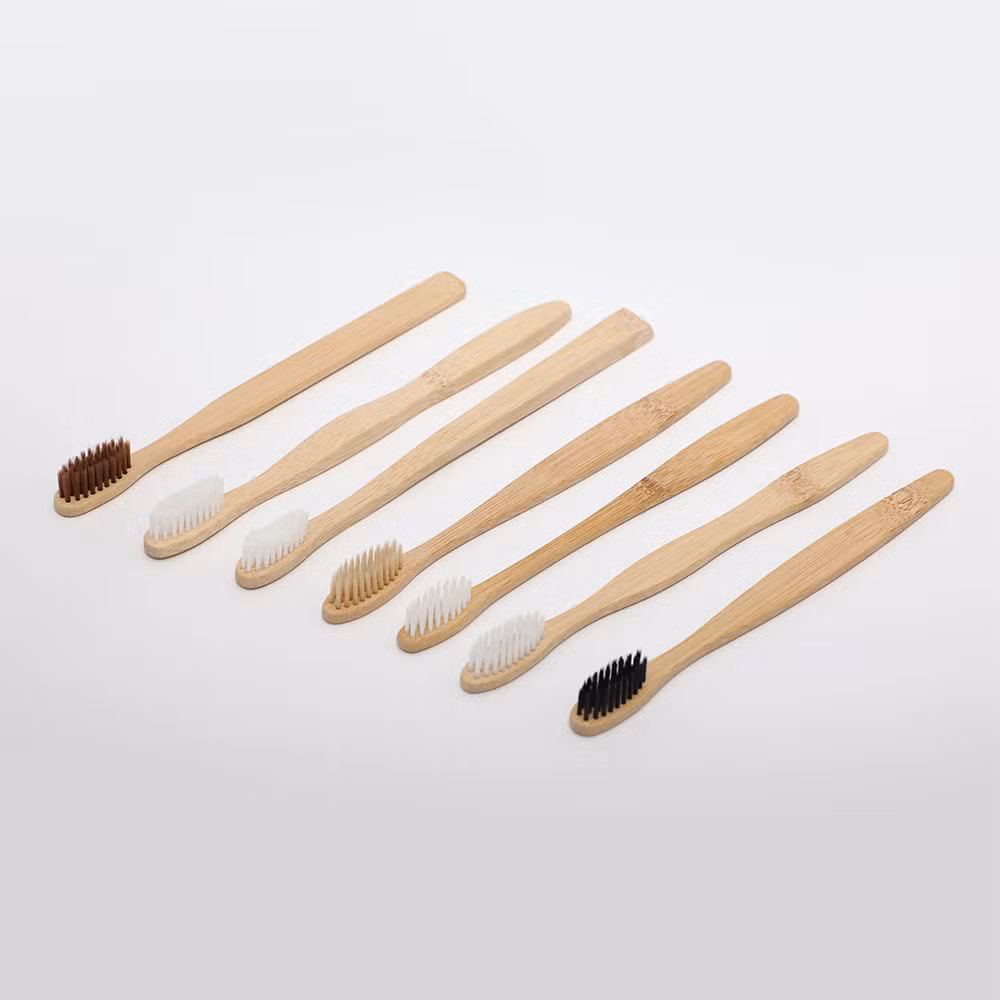 Natural Bamboo Toothbrush with Bamboo Wooden Case 100% Biodegradable Charcoal Tooth Brush for Kids and Adults BPA Free