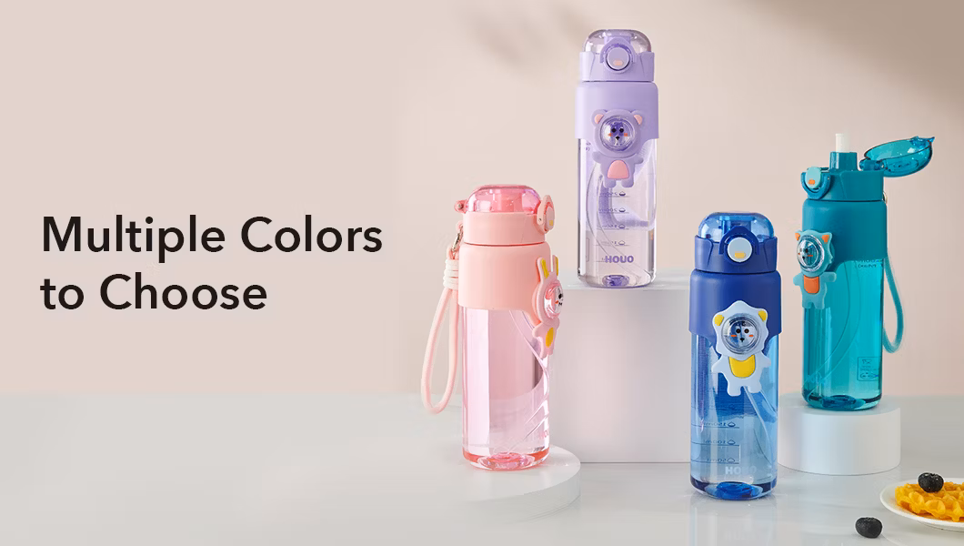 Cute 2024 Summer Kids Plastic Straw Water Bottle for Students