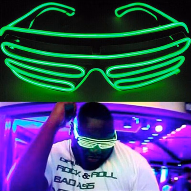 Costumes Kids Adults Halloween Favors EDM Dark Custom Logo Flashing LED EL Glasses Light up Sunglasses for Party